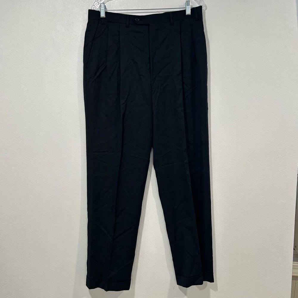 Canali Men’s Black Dress Pants Pure Virgin Wool Italy Size 50 Tailored Fit